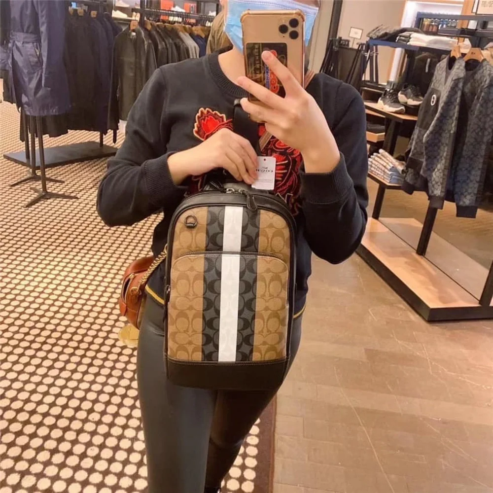 Coach Graham Pack Signature monogram in gunmetal gray black crossbody unisex - Picture 5 of 11